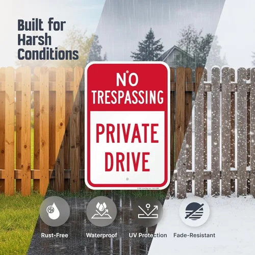 Miniatura 2 de SmartSign Señal de unidad privada No Trespassing - Paquete de 2, 18 x 12 pulgadas, compuesto de aluminio de 0.079 pulgadas, agujeros preperforados