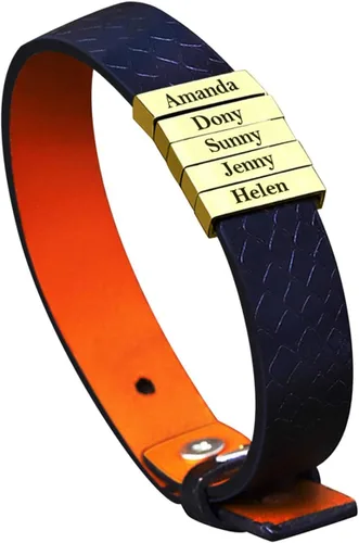 Miniatura 36 de Pulseras de cuero personalizadas para hombre con 1-6 nombres, pulsera trenzada personalizada con cuentas para papá, marido, día del padre, San