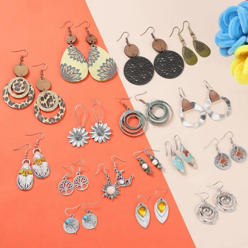 Miniatura 7 de 16 pares de aretes boho para mujer
