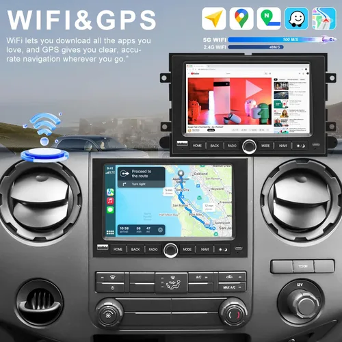 Miniatura 6 de Radio de coche WiFi 5G para Ford F150 F-150 2004-2008, F250/F350 2006-2016, Edge 2007-2010, E150/E250/E350 2009-2014, pantalla táctil estéreo de 7