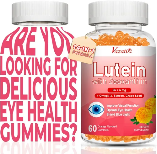 Miniatura 9 de Gomitas de suplementos de luteína y zeaxantina, suplemento avanzado de vitaminas para los ojos con arándano, azafrán, semilla de uva, omega 3