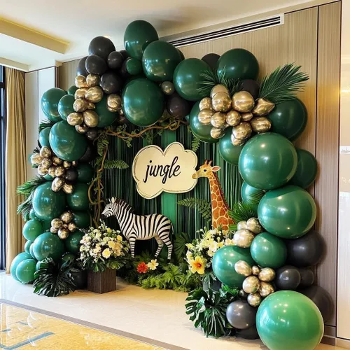 Miniatura 4 de Guirnalda de globos de color negro, verde y dorado, doble relleno, globos verde oscuro, kit de arco de globos negros y dorados para graduación