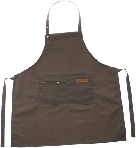 Miniatura 4 de misppro Delantal con pechera ajustable para cocinero de cocina unisex con parte delantera, Gris