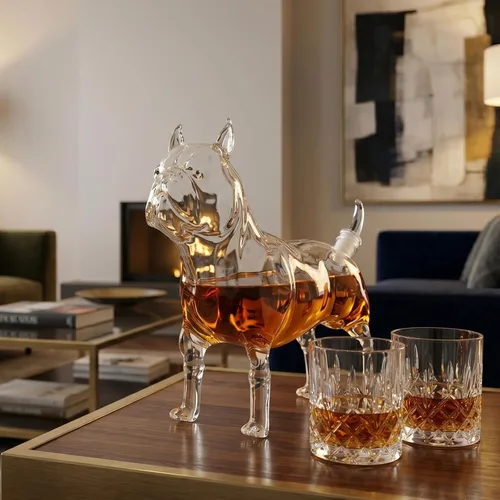 Miniatura 8 de French Bulldog & Pug - Decantador de whisky (16.9 fl oz) Jarra de vino, escocés y licor en forma de animal de primera calidad Utensilios de bar