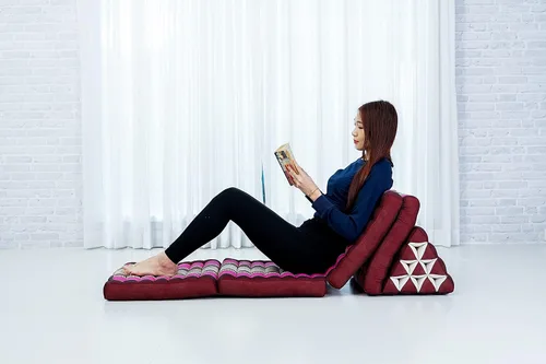 Miniatura 3 de Leewadee Cómodo colchón japonés de suelo, cama tailandesa con cojín triangular, colchón futón, tapete de masaje tailandés extra largo, 89 x 20 Rosa
