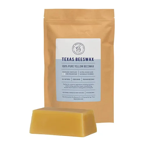 The Beeswax Co - Bloque de cera de abeja pura de Texas, ultra limpio, filtrado naturalmente y perfumado a miel, cera de abeja amarilla de grado