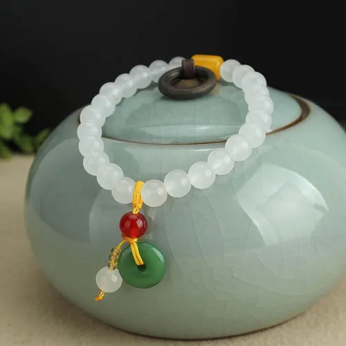 Miniatura 6 de Dcfywl731 Pulsera de piedra de jade natural hecha a mano para mujer, pulsera de mariposa de jade para mujer, ajustable, verde hetian jade, regalo