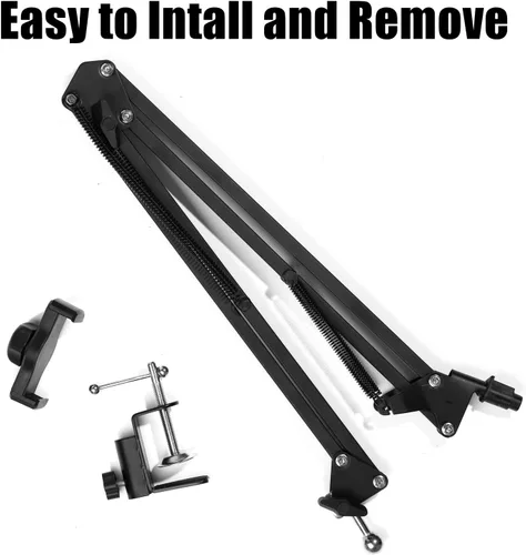 Miniatura 6 de soporte articulado brazo soporte mesa flexible rotación 360 ° teléfono celular clip titular para todos los teléfonos inteligentes micrófono