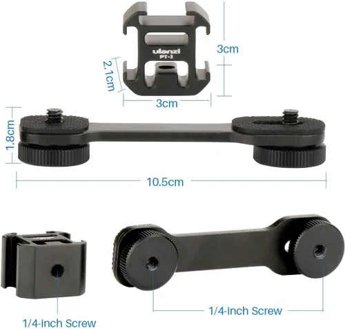 Miniatura 3 de ULANZI PT-3 Placas de montaje de zapata fría triple para micrófono de montaje de luz de video LED para trípode de micrófono Compatible con DJI OSMO