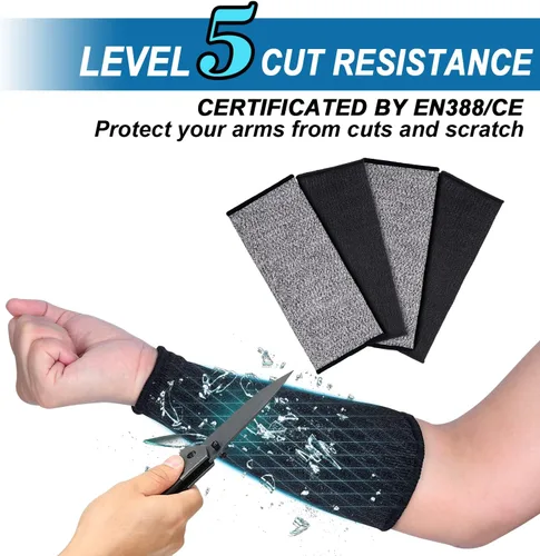 Miniatura 2 de 2 pares de fundas protectoras de antebrazo resistentes a cortes, protección de nivel 5, mangas largas de 10 pulgadas, cómodas y elásticas