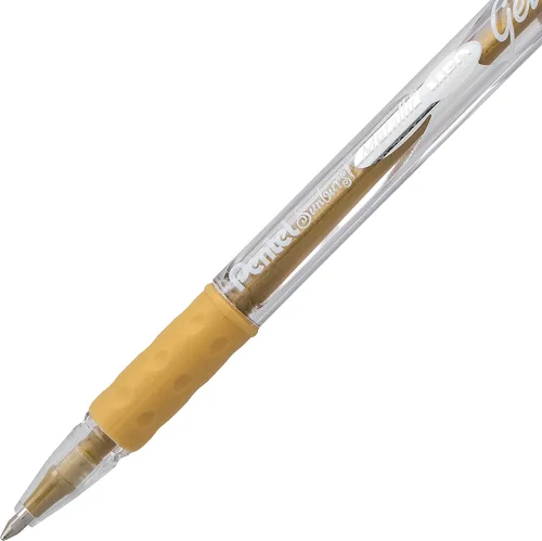 Miniatura 4 de Pentel Sunburst - Bolígrafo de gel metálico, punta media, barril dorado/transparente, tinta dorada, caja de 12 unidades (K908-X)