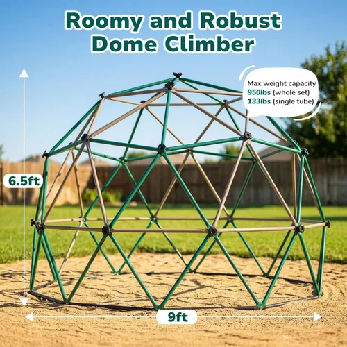 Miniatura 4 de Hapfan Cúpula de escalada de 6.5 pies de alto con hamaca, gran gimnasio de la jungla para niños al aire libre, barras de mono resistentes, juguetes