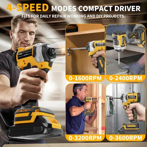 Miniatura 5 de Destornillador de impacto inalámbrico compatible con batería Dewalt de 20 V/60 V máximo, mandril hexagonal de 1/4 de pulgada con 2500 en libras, 4