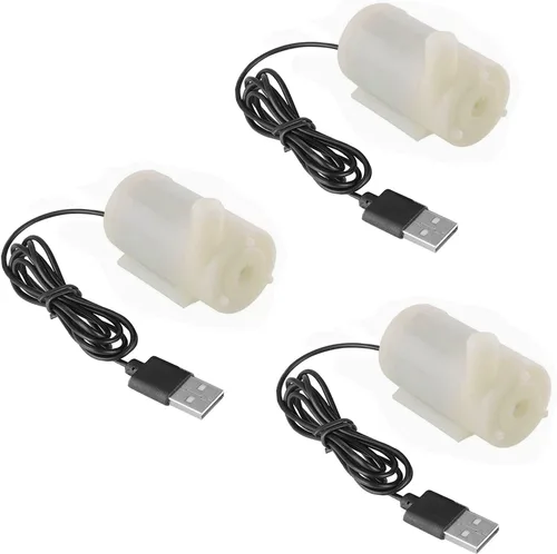 3 piezas DC 3-5V USB Micro sumergible Mini bomba de agua para acuarios, tanque de peces, estanque, fuente, hidropónica, jardín (blanco)