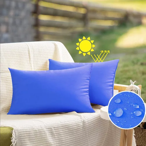 Miniatura 30 de VAKADO - Juego de 2 fundas de cojín decorativas impermeables para exteriores, 16x16 pulgadas, para sofá, jardín, banco, porche, decoración de Aqua