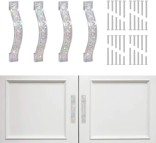 SAVORI Tiradores para Cajones con Manija de Cristal Brillante, para Cajones, Alacena, Armario, Closet, Guardarropa, Puerta de Mueble, Manija Moderna