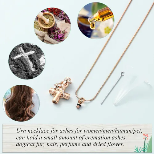 Miniatura 20 de Imrsanl Collar de urna de cruz de mariposa para cenizas, hombres y mujeres, joyería de cremación, colgante de cenizas para cenizas conmemorativas