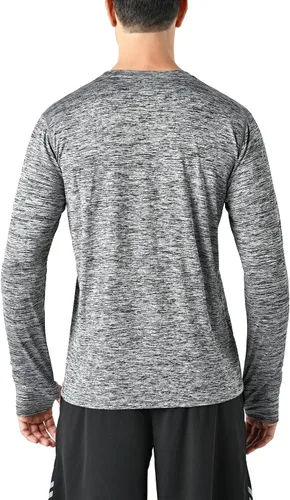Miniatura 4 de Paquete de 3 camisetas de manga larga para hombre, ajuste seco, casual, senderismo, rendimiento, atléticas, activas, con agujeros para el pulgar