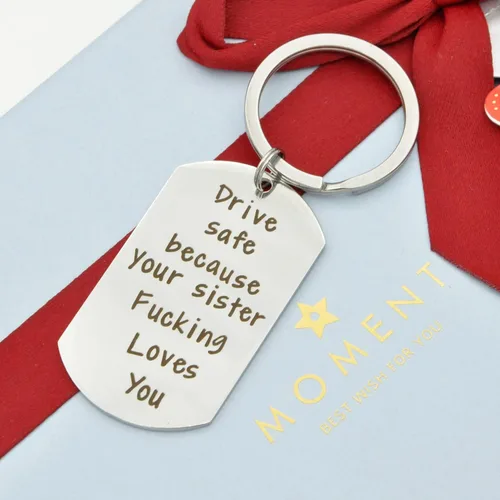 Miniatura 4 de Llavero con texto en inglés Drive Safe I Need You Here With Me, regalos para novio con texto en inglés "I Love You", regalo de cumpleaños para marido