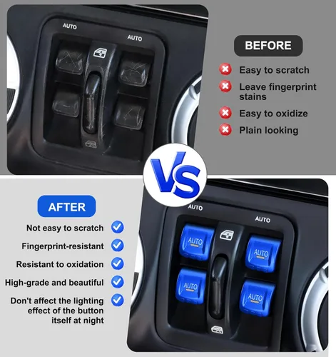 Miniatura 6 de Cubierta de botón de interruptor de ventana de metal para Jeep Wrangler JK JKU 2018 2017 2016 2015 2014 2013 2012 2011, accesorios para interiores
