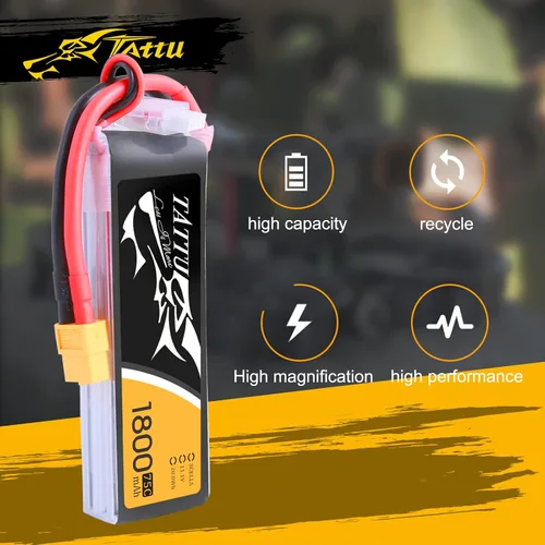 Miniatura 4 de Tattu LiPo Batería 1800mAh 75C 3S 11.1V con enchufe XT60 para helicóptero RC avión drones FPV