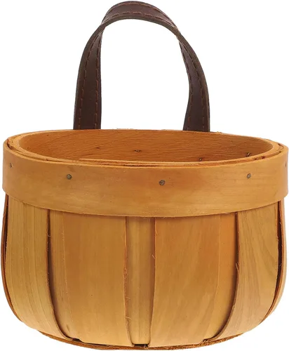 Homoyoyo Cesta de frutas colgante cesta de mimbre tejida a mano cesta de almacenamiento de madera portátil colgante de pared cesta de flores