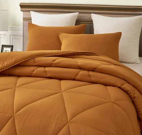 Miniatura 3 de Chezmoi Collection Rory - Juego de edredón de microfibra acolchada triangular de 2 piezas, ropa de cama geométrica ligera lavada suave, individual