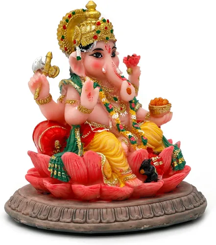 Miniatura 8 de alikiki Regalos indios, estatua de Lord Ganesha, 3.6 pulgadas de alto, ídolo hindú Ganesha para tablero de instrumentos del automóvil, regalo