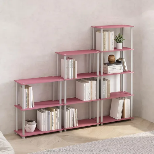 Miniatura 2 de Furinno TURN-N-TUBE - Estantería de almacenamiento, estantería de 5 niveles, estantería de esquina, estanterías abiertas sin herramientas