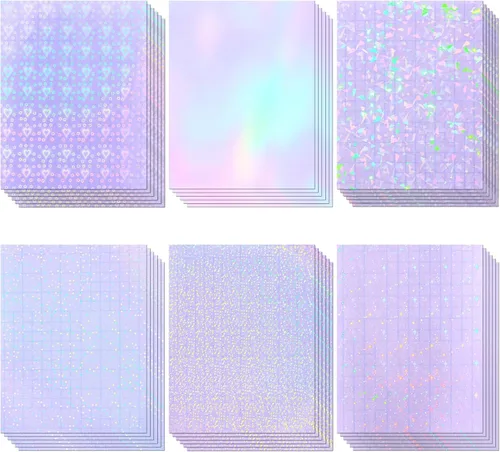 Miniatura 18 de 36 hojas de láminas laminadas holográficas transparentes, papel adhesivo autoadhesivo para papel adhesivo, láminas de vinilo transparentes