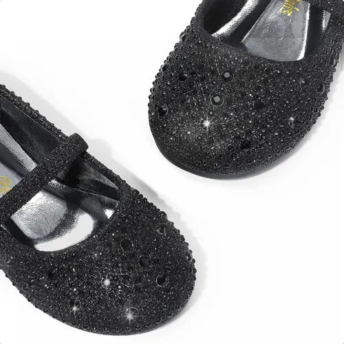Miniatura 4 de DREAM PAIRS Mary Jane Zapatos de vestir para niñas pequeñas, zapatos planos de ballet para niña de las flores con diamantes de imitación, zapatos