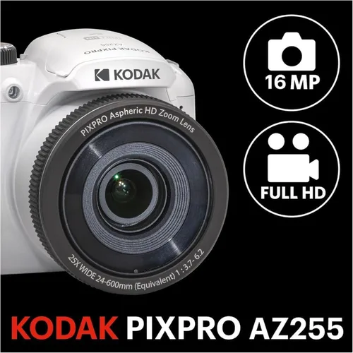 Miniatura 2 de Kodak PIXPRO AZ255 Astro Zoom 16MP Cámara digital (blanco) con paquete de tarjeta SDXC de 128GB (10 artículos)
