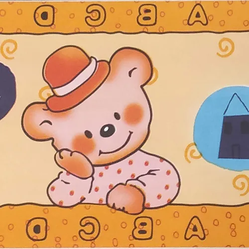 Dundee Deco Papel pintado BD2090 - Papel tapiz para niños, diseño retro, color naranja, ositos de peluche, color amarillo, rollo de 33 pies x 4