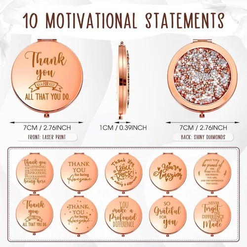 Miniatura 2 de Kathfly 10 piezas de regalos de la semana de CNA, espejo compacto a granel, regalos de agradecimiento para mujeres, espejo de maquillaje plegable