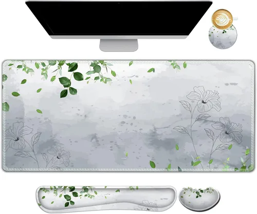 Miniatura 16 de ARTSO Juego de Alfombrilla de Mouse Extendida para Juegos, Reposamuñecas para Teclado + Reposamuñecas + Alfombrilla de Mouse XXL Grande + Posavasos