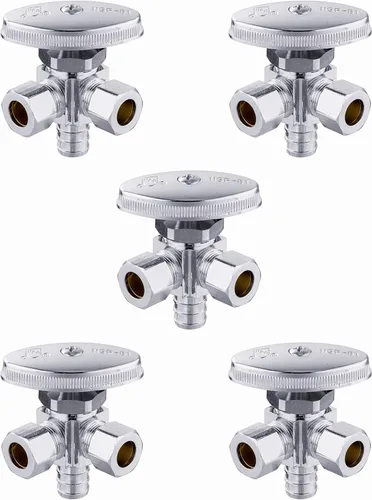 Miniatura 15 de EFIELD Válvula de parada angular de doble salida multigiro, entrada de tubo PEX-A de expansión de 1/2" F1960 x salida de compresión