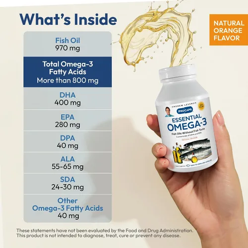 Miniatura 3 de ANDREW LESSMAN Naranja Omega-3 esencial - 60 cápsulas blandas - Aceites omega-3 ultra puros y de alta potencia. Alto contenido de DHA, sin malestar