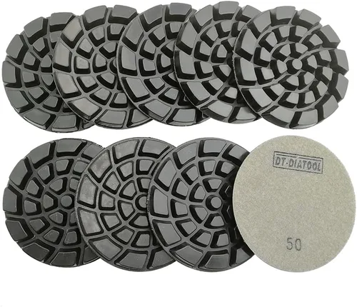 Miniatura 32 de DT-DIATOOL Almohadillas de pulido de diamante para piso, resina de terrazo, diámetro del suelo, grano de 4 pulgadas, 800 unidades, 6