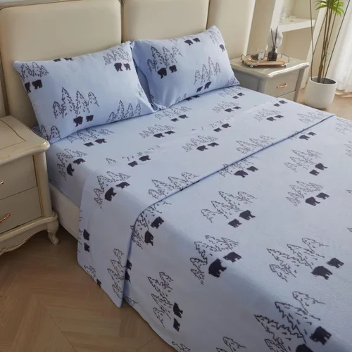 Miniatura 2 de Viviland Juego de sábanas de microforro polar tamaño matrimonial, sábanas ajustadas tipo franela para Navidad con bolsillo de 15" de profundidad