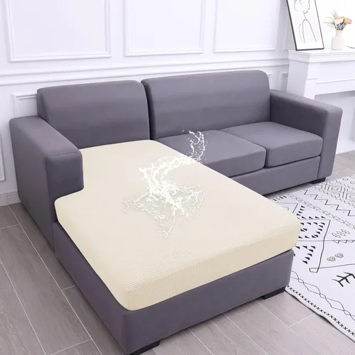 Miniatura 36 de hyha Fundas impermeables para cojines de sofá para mascotas, funda antideslizante para asiento de sofá para perros lavable, tela de jacquard Gris