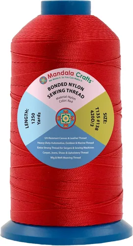 Miniatura 212 de Mandala Crafts - Hilo de nailon para coser cuero, tapicería, mezclilla y para trenzar el pelo; resistente, 1500 yardas, tamaño 69 T70 Marrón