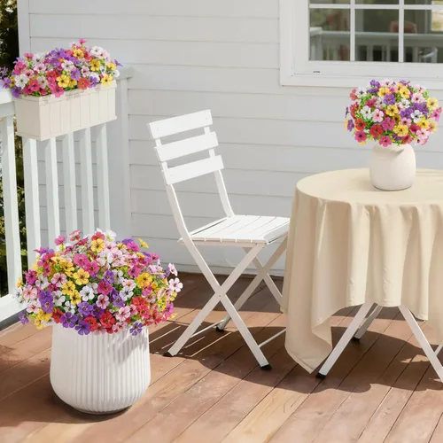Miniatura 5 de Lifewit Flores artificiales para interiores y exteriores, 24 paquetes de flores falsas de plástico con hojas de eucalipto para decoración del jardín