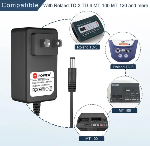 Miniatura 4 de PKPOWER - Adaptador de 9 V CA CC para pedales de guitarra estándar Boss, fuente de alimentación para Boss Roland GT-10 GT-10B BCB-60 BR-80 BR-800