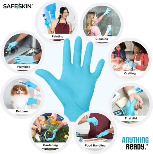 Miniatura 2 de SAFESKIN Guantes desechables de nitrilo en paquete POP-N-GO (50 o 200 unidades) de servicio mediano, sin polvo, limpieza, jardinería, manualidades