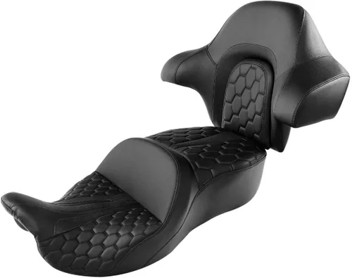 Miniatura 28 de C.C. RIDER Asiento de conductor, piloto y pasajero de una pieza con diamante, asiento de 2 plazas para Harley Touring Road King FLHR, Street Glide