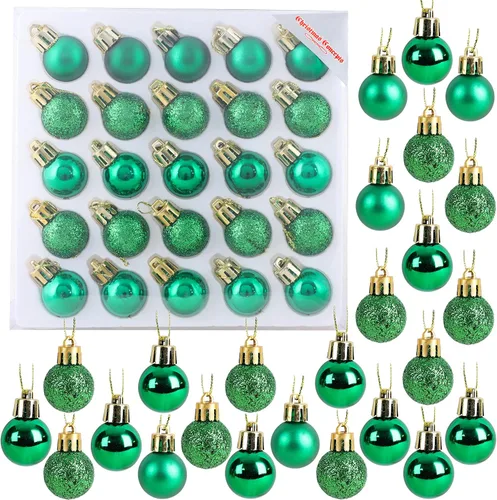 Miniatura 8 de Christmas Concepts® Juego de 25 mini bolas para árbol de Navidad - 25 mm - Adornos colgantes decorados con acabado brillante, mate y purpurina