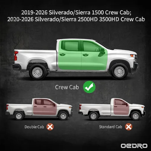 Miniatura 2 de OEDRO Estribos de 6 pulgadas compatibles con Chevy Silverado/GMC Sierra 1500 Crew Cab 2019-2026, Silverado/Sierra 2500HD 3500HD 2020-2026, escalones