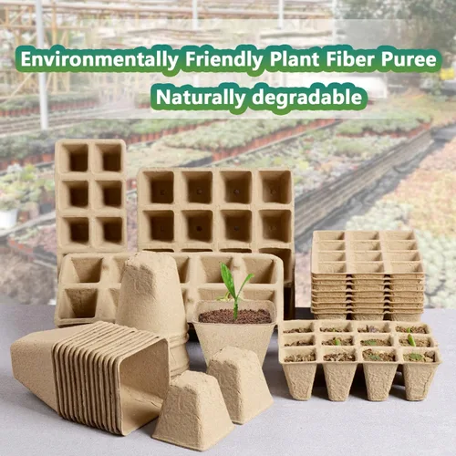 Miniatura 7 de Bandeja de inicio de semillas de 120 celdas, paquete de 10 macetas de turba biodegradables con 100 etiquetas, kit de inicio de plantas para plántulas