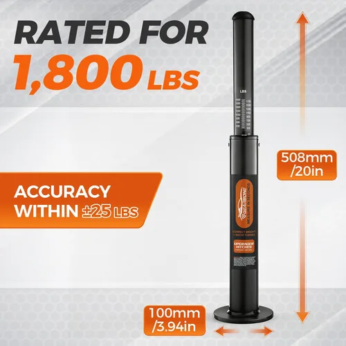 Miniatura 3 de Báscula de peso con lengüeta de remolque con calibre, capacidad de 1800 libras (1,799.0 lbs) con conector de marco en A, acero resistente, sin