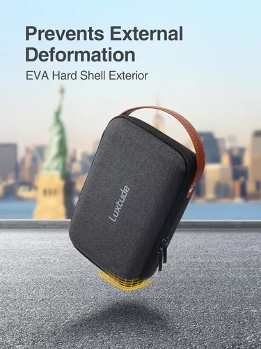 Miniatura 5 de Luxtude Tech - Funda organizadora de viaje, organizador de electrónica portátil, funda rígida con cremallera para cables de carga, cargadores